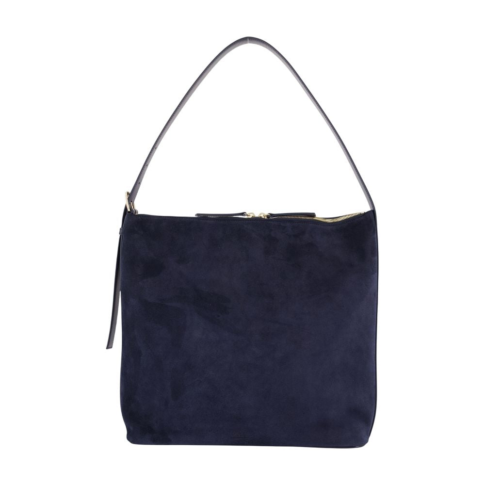 A.p.c. Vera Maxi Shoulder Bag — Navy Calfskin