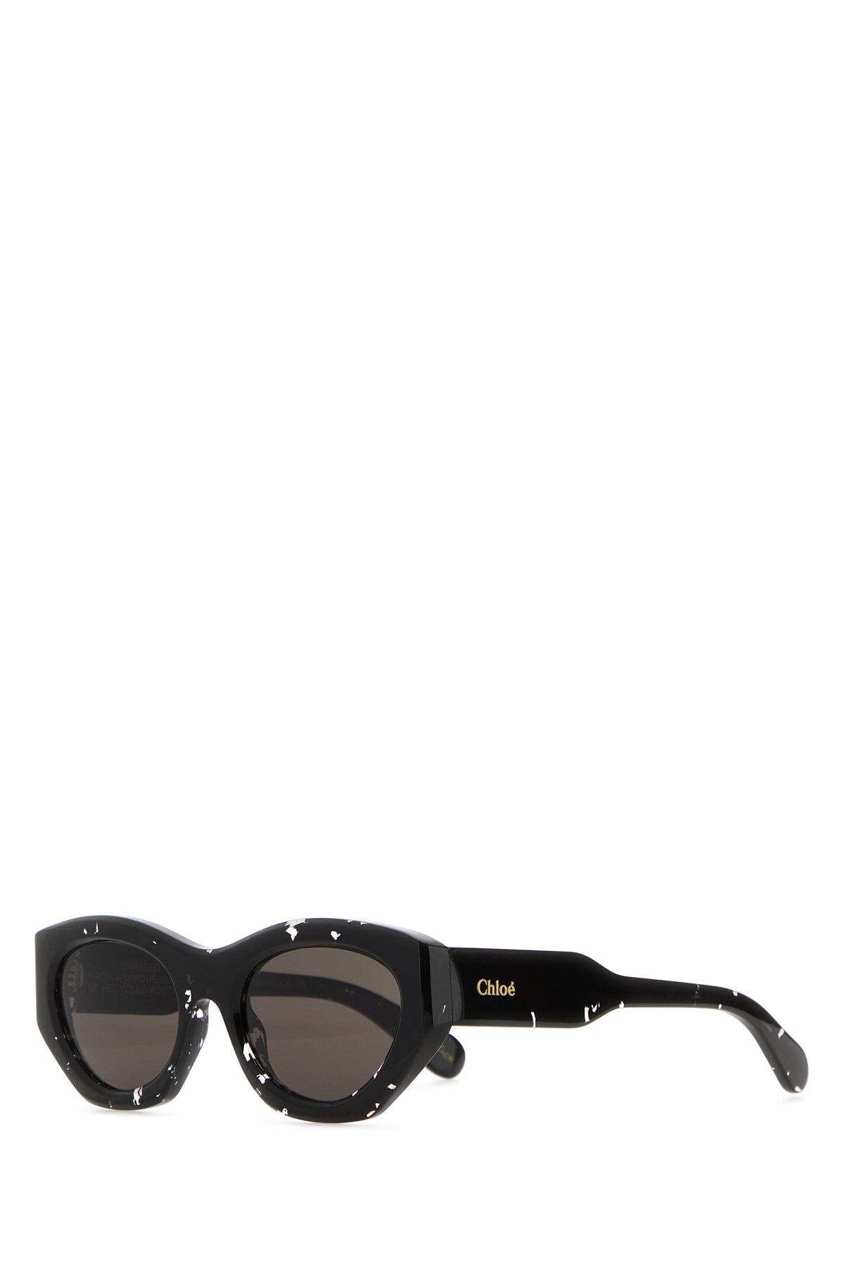 Chloé Ch0220s Crystal-Embellished Cat-Eye Sunglasses — Black Acetate Frame