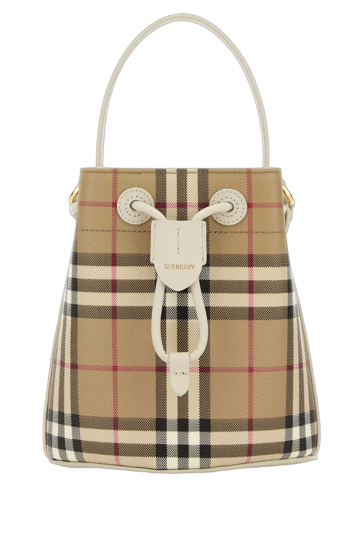 Burberry Signature Check Jacquard Top Handle Bag — Beige