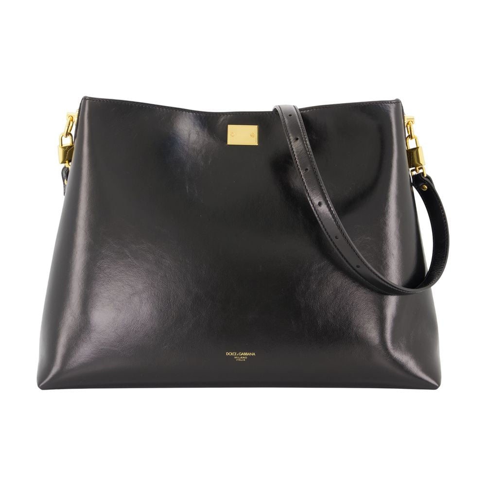 Dolce&gabbana Vittoria Shoulder Bag — Black Calfskin