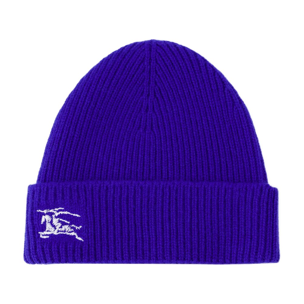 Burberry 8078810 Equestrian Logo-Embroidered Cashmere Beanie — Blue Beanies