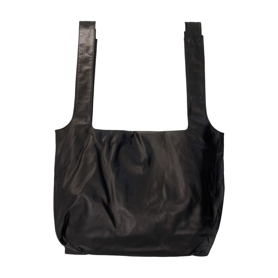Yohji Yamamoto Gathered Cowhide Shoulder Bag — Black