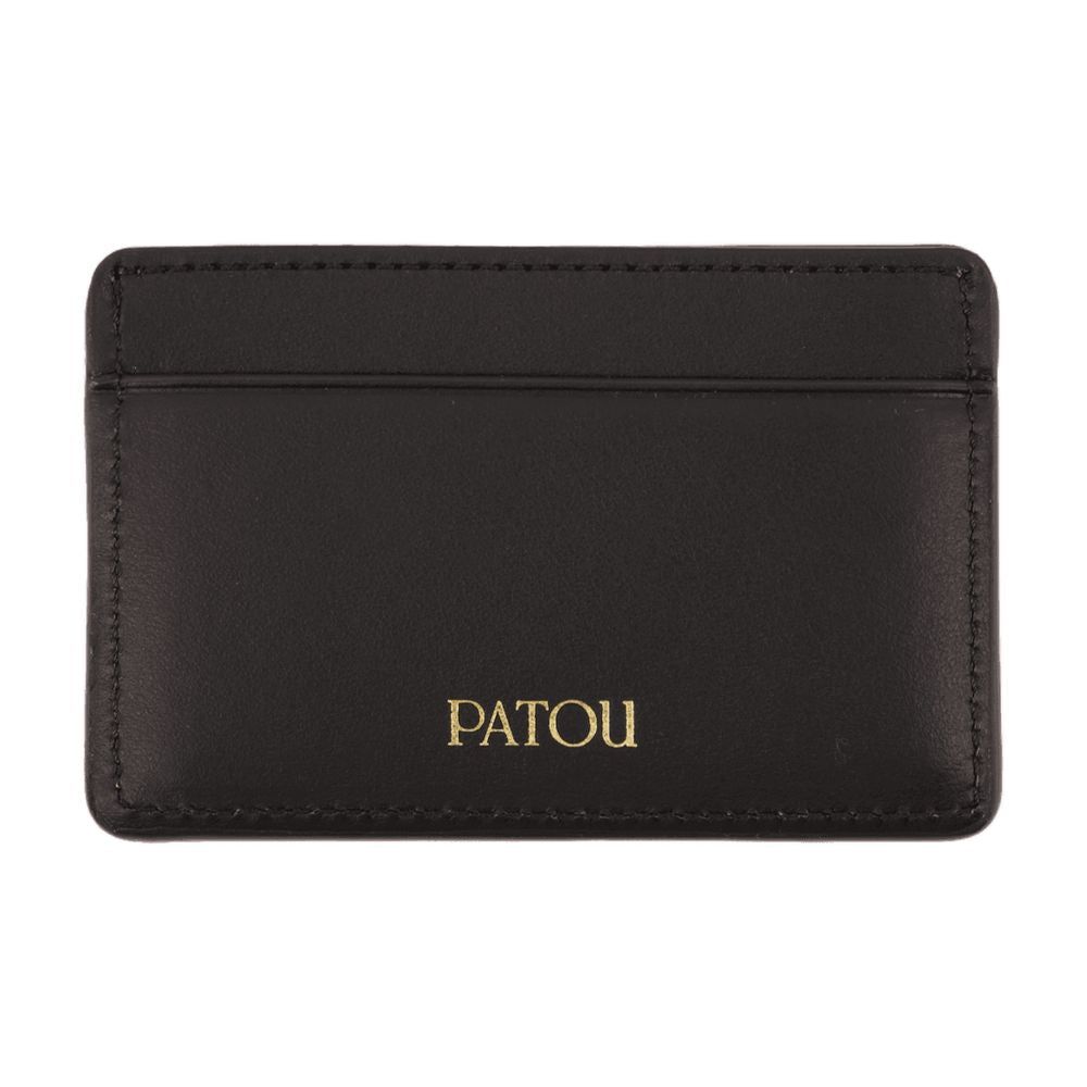 Patou Calfskin Leather Card Case — Black Cases