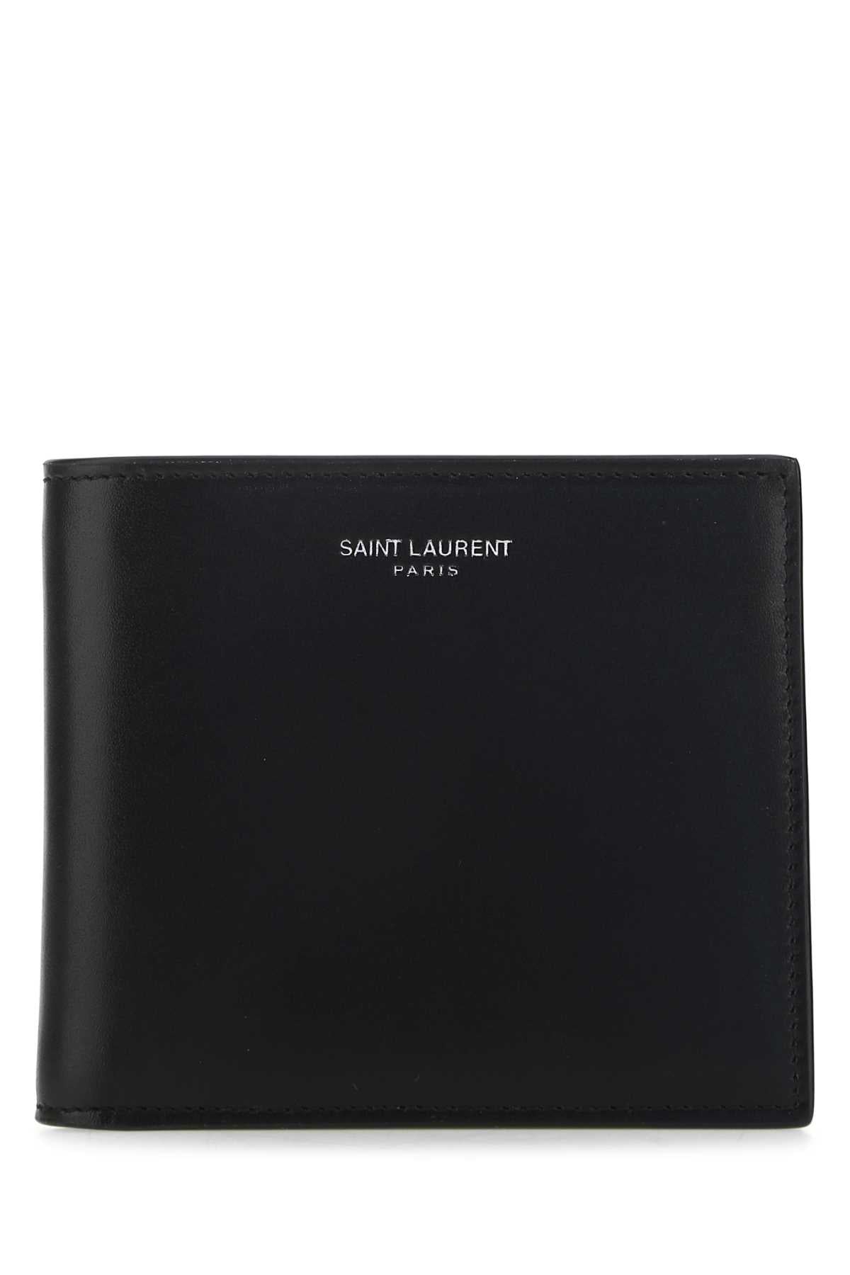 Saint Laurent Leather Wallet — Black Exterior