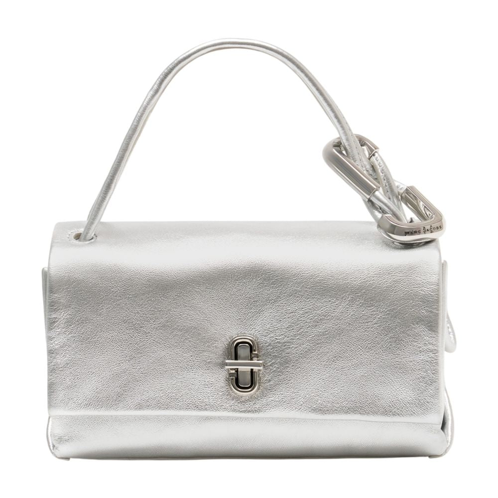 Marc Jacobs Structured Cowhide Leather Top Handle Bag — Silver