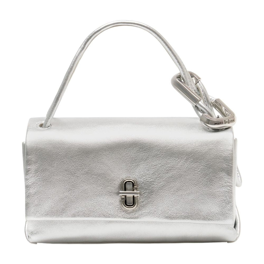 Marc Jacobs Structured Cowhide Leather Top Handle Bag — Silver