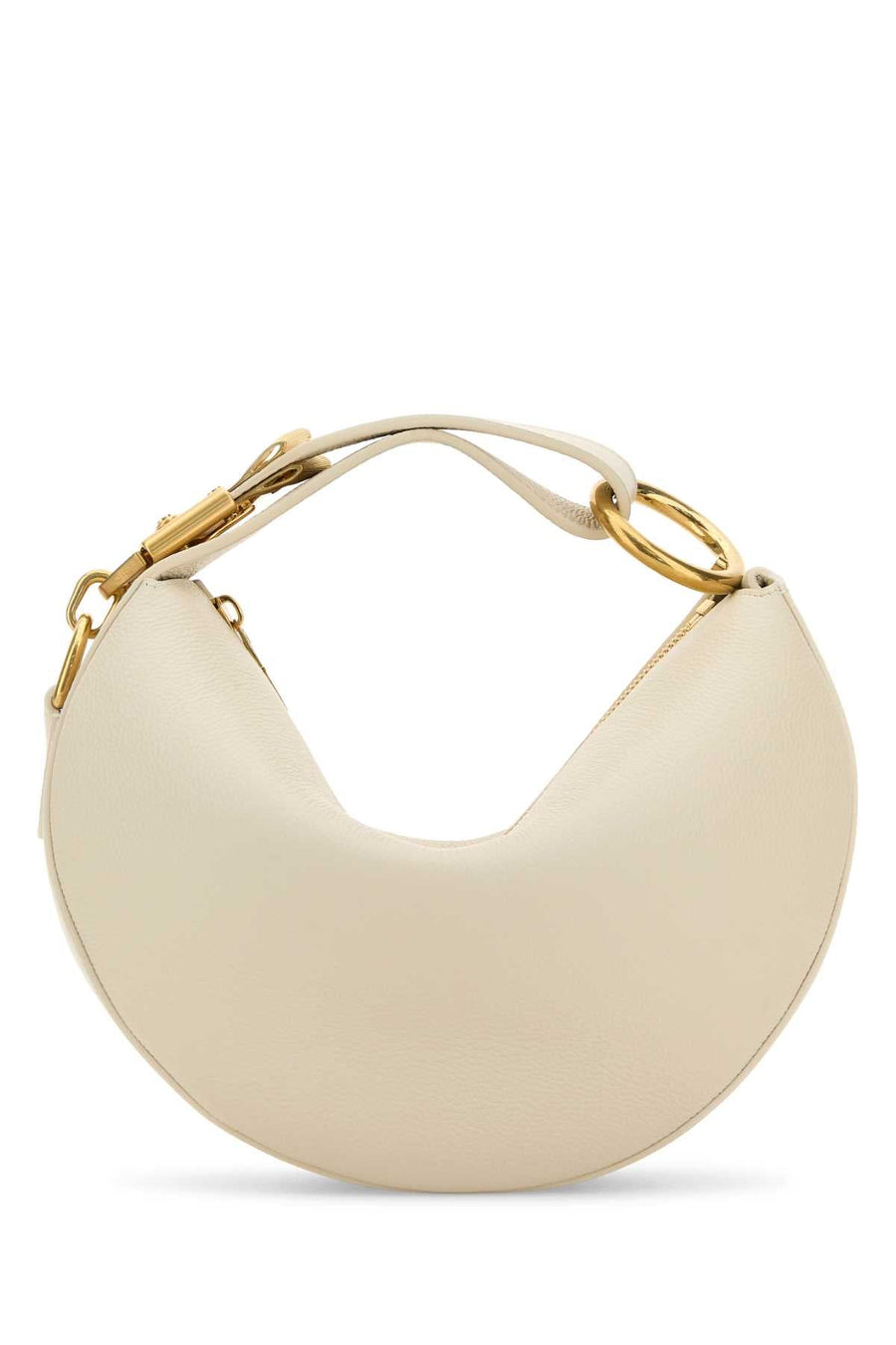 Burberry Curved Calf Leather Shoulder Bag — Beige