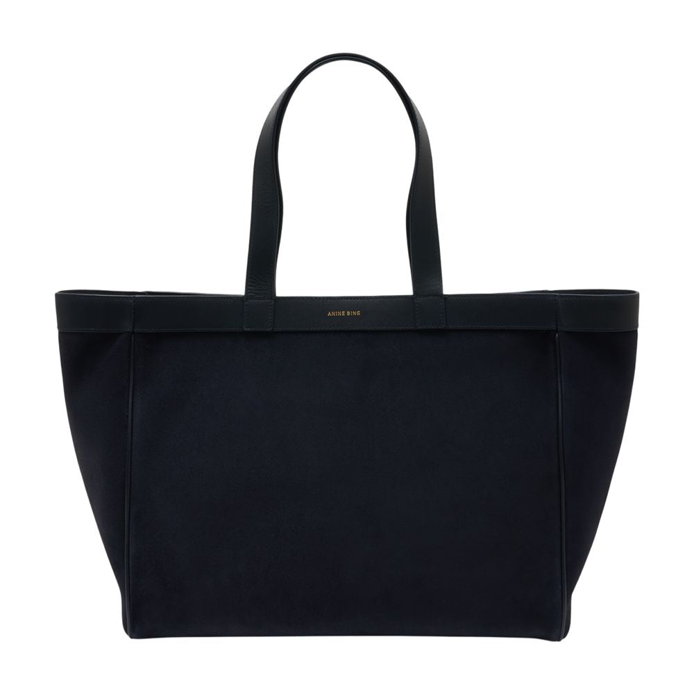 Anine Bing Calfskin Leather Tote Bag — Navy