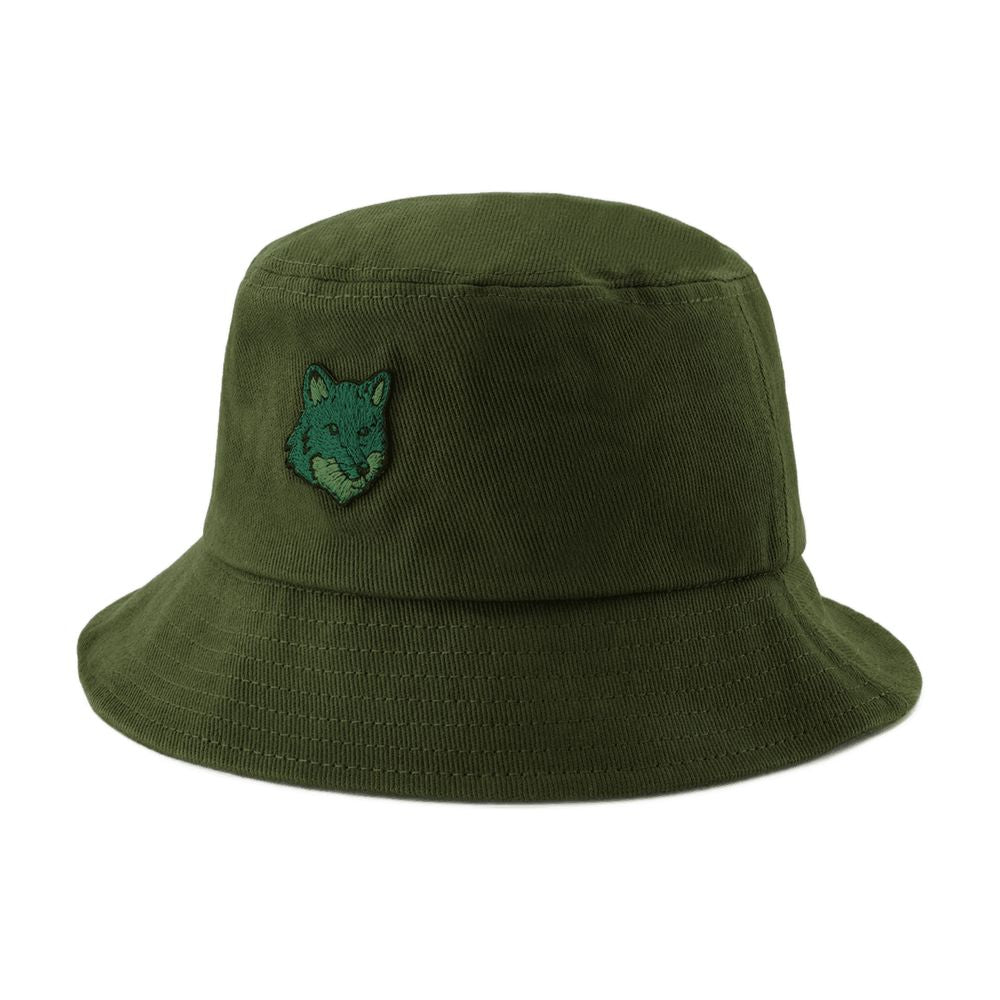 Maison Kitsune Mm06114ww0096-P391 Bucket Hat — Green Cotton