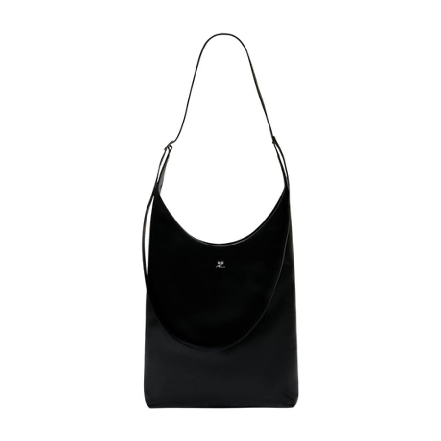 Courrèges Melt Shoulder Bag — Black Calfskin
