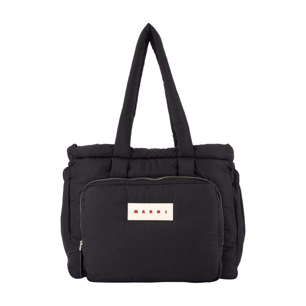 Marni Puffy Quilted Tote Bag — Black Synthetic