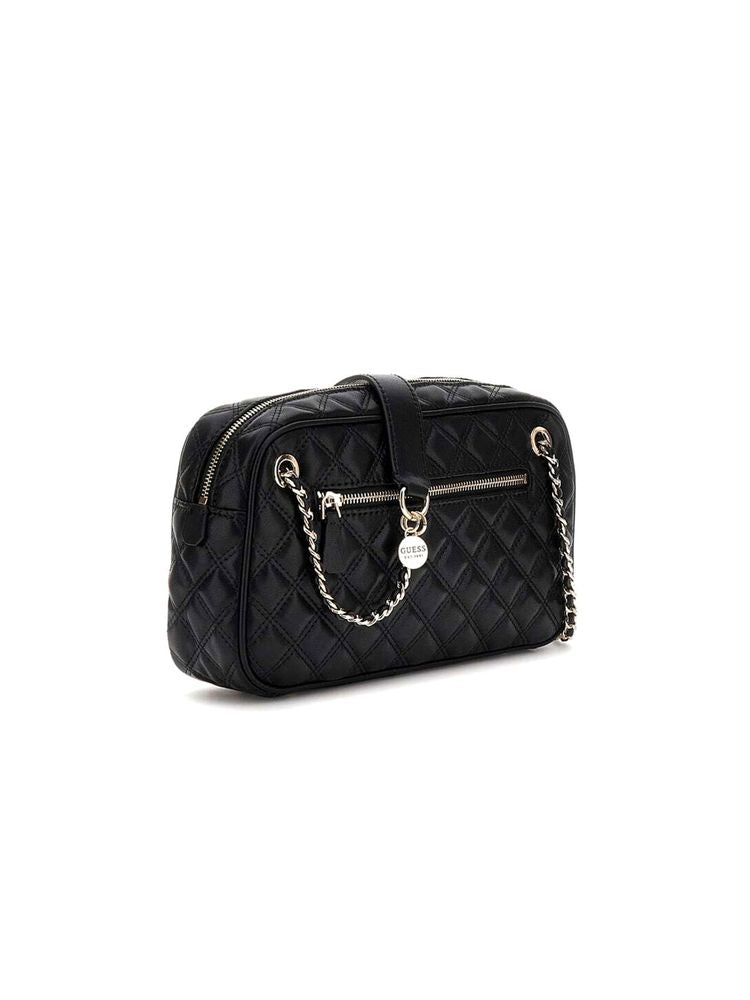 Guess Quilted Polyurethane Shoulder Bag — Black