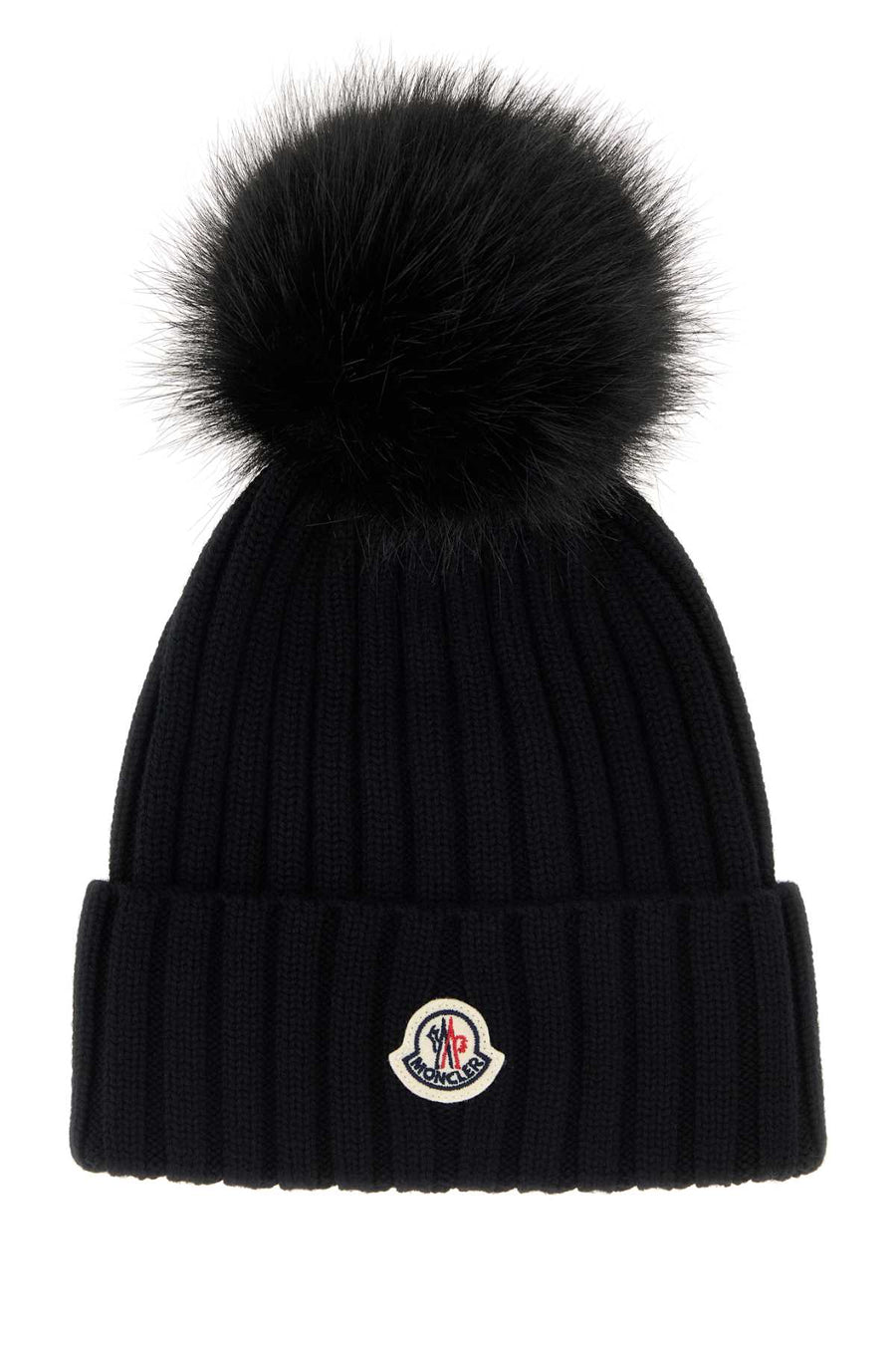 Moncler Hat Virgin Wool Beanie — Black Exterior: Beanies