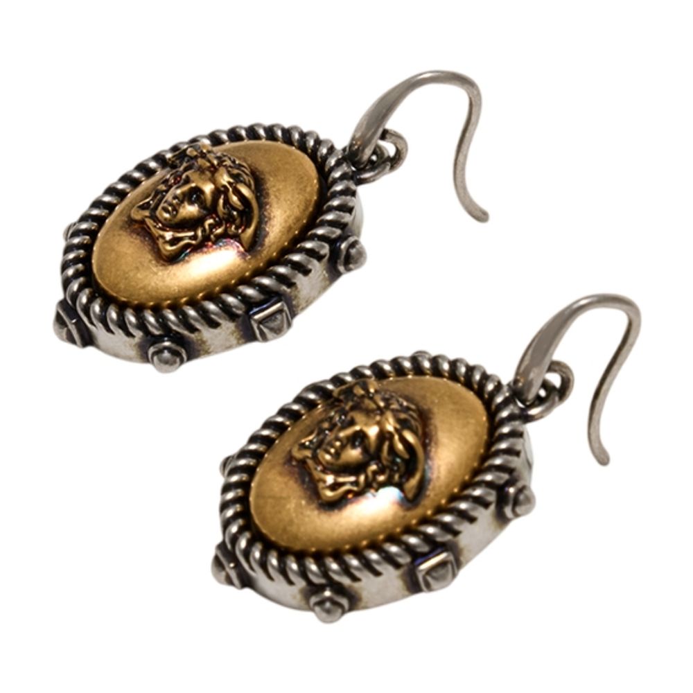 Versace Lion Head Medusa Earrings — Multicolor Metal