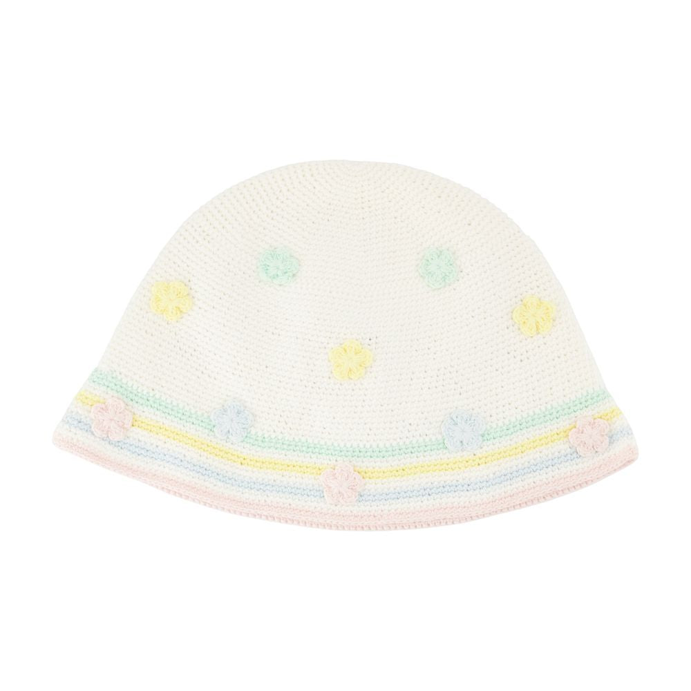 Casablanca A-Aw25-Hat-095-01 Kawaii Crochet Bucket Hat — White Cotton
