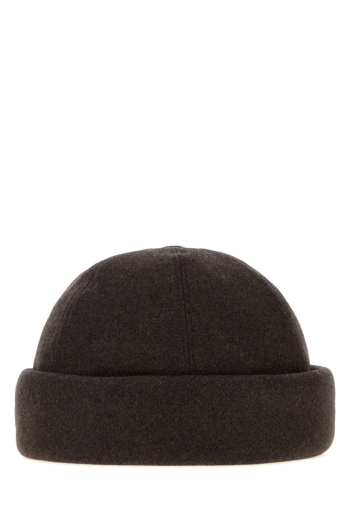 Giorgio Armani Docker Winter Hat — Brown Exterior: Cotton Polyester