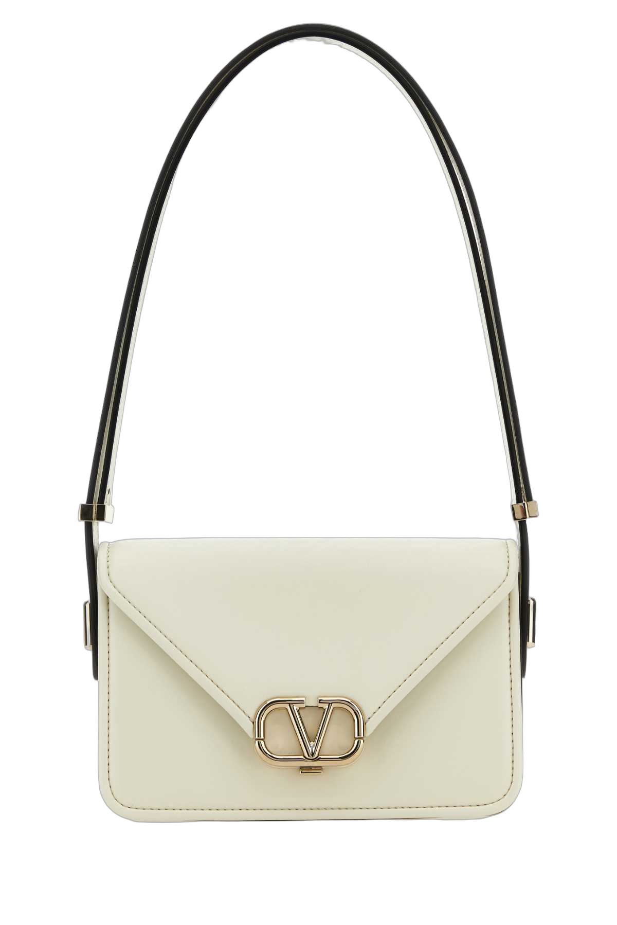 Valentino Garavani Vlogo Metal Closure Shoulder Bag — White