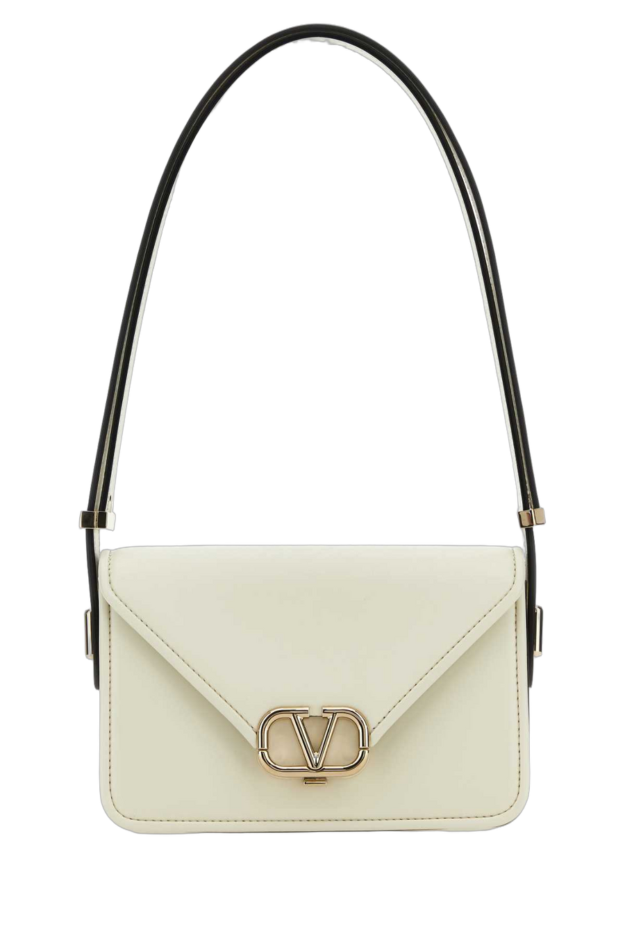 Valentino Garavani Vlogo Metal Closure Shoulder Bag — White