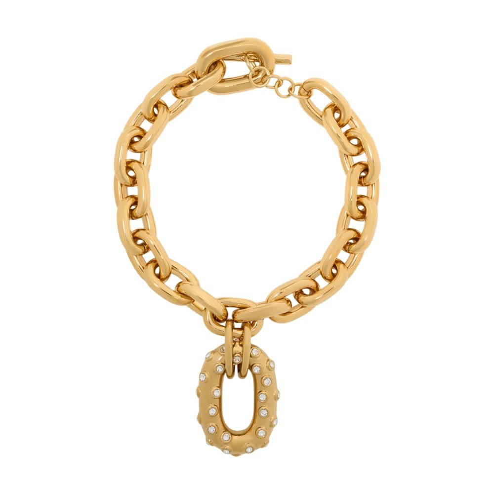 Rabanne Chain-Link With Crystal Pendant Bracelet — Gold Metal Bracelets