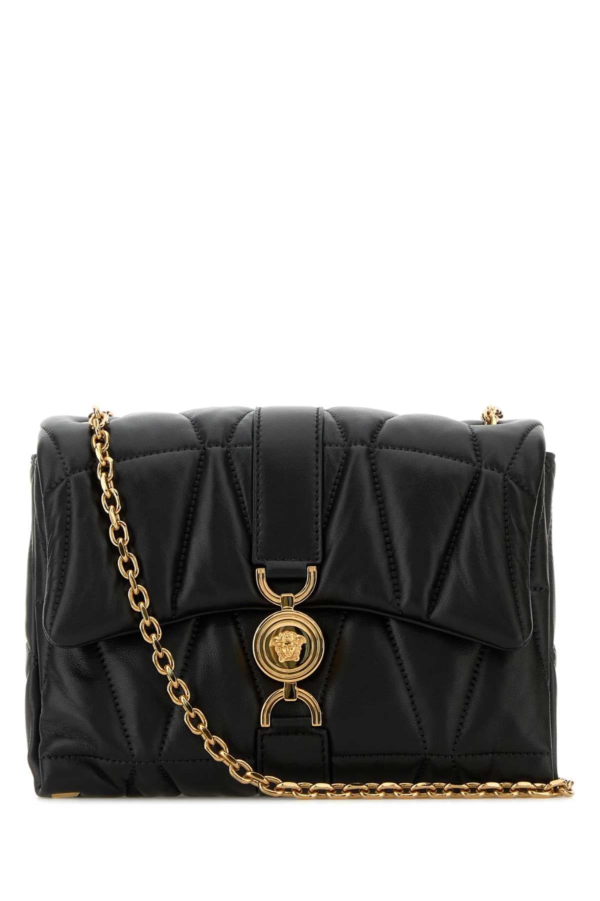 Versace Quilted Lamb Leather Shoulder Bag — Black