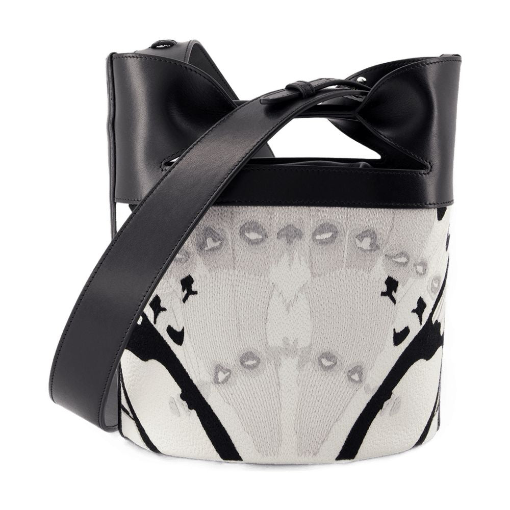 Alexander Mcqueen Bow-Print Jacquard Crossbody Bag — White Calfskin