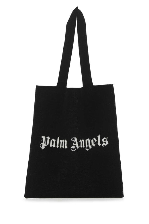 Palm Angels Logo-Embroidered Wool Tote Bag — Black