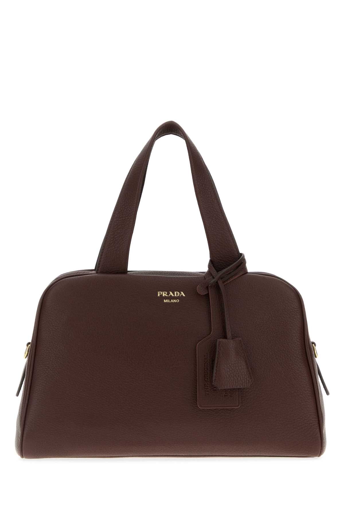 Prada Pebbled Leather Shoulder Bag — Brown Cervuselaphusscot