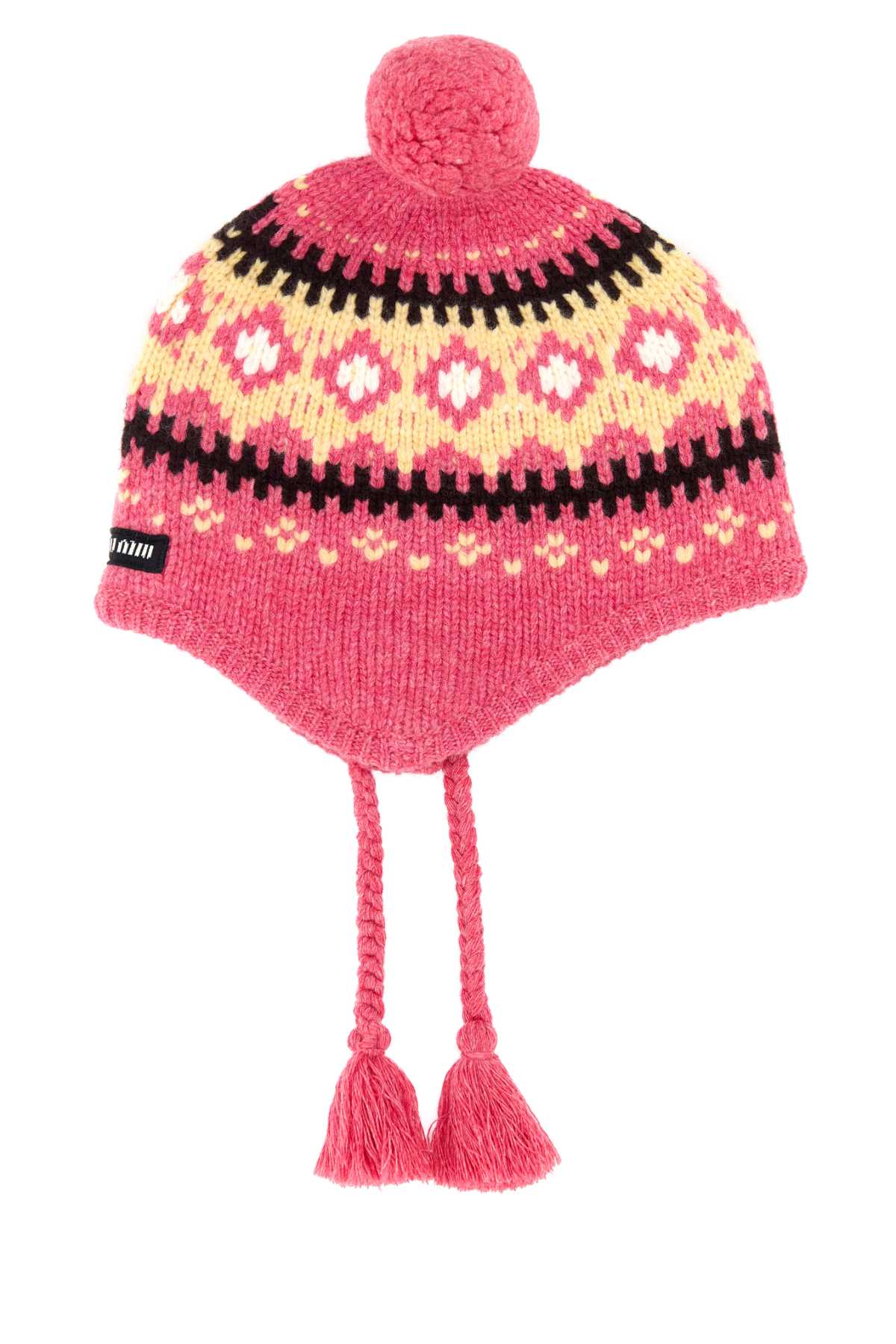 Miu Miu Hat Embroidered Wool Beanie — Pink Exterior: Virgin Beanies