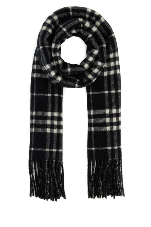 Burberry Tartan Cashmere Scarf — Black Exterior: Scarfs
