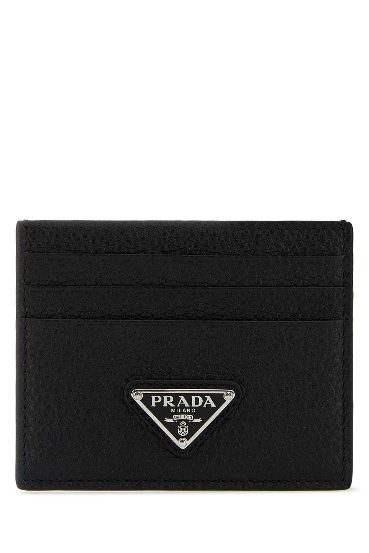 Prada Saffiano Leather Card Case — Black Vitello Wallet