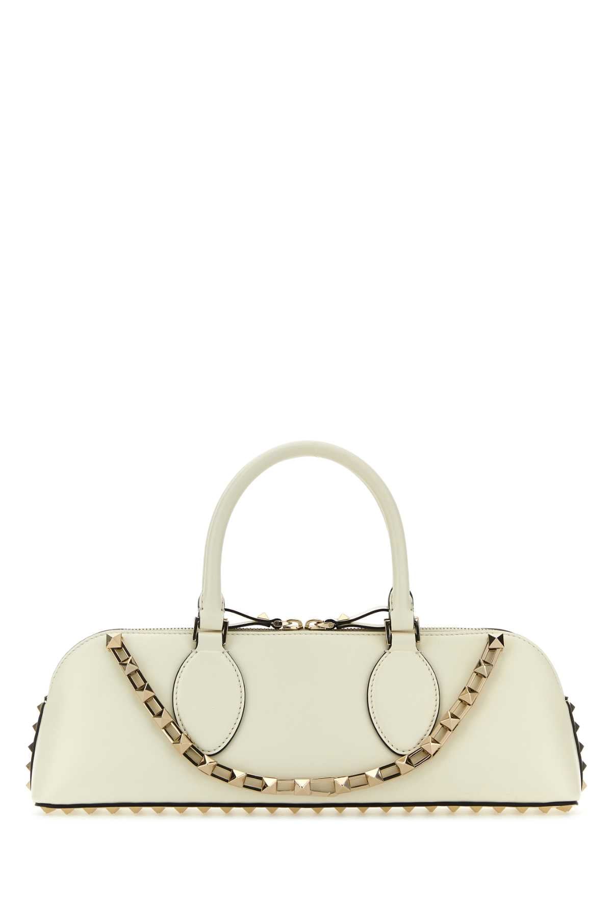 Valentino Garavani Rockstud Shoulder Bag — Ivory Exterior: Calf Leather Lining