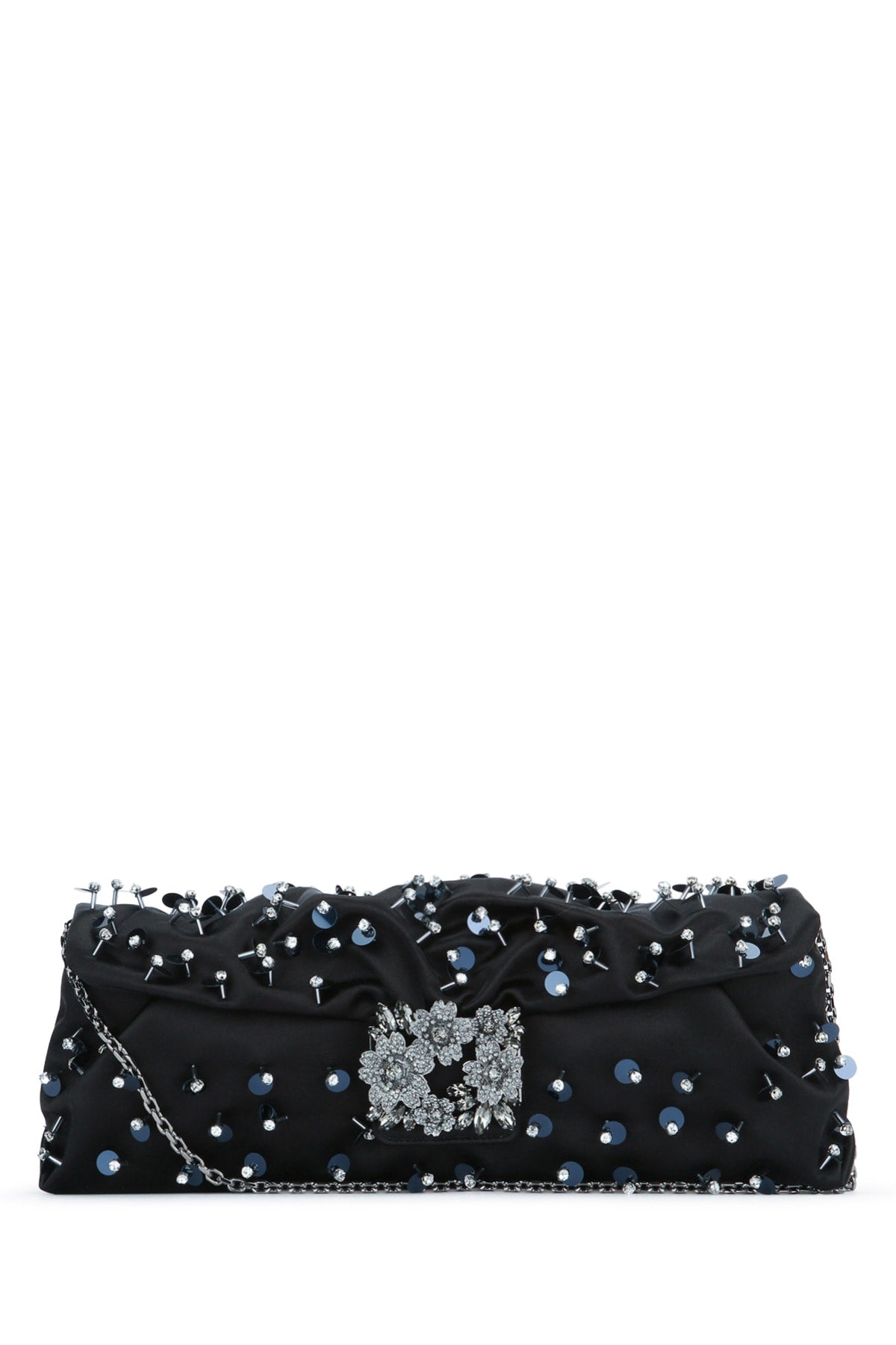 Roger Vivier Bouquet Clutch — Black Silk