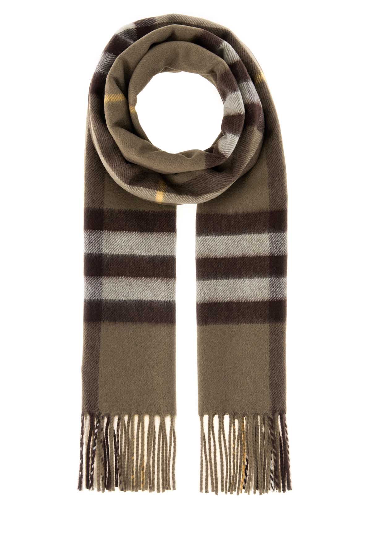Burberry Giant Check Scarf — Beige Cashmere Scarfs