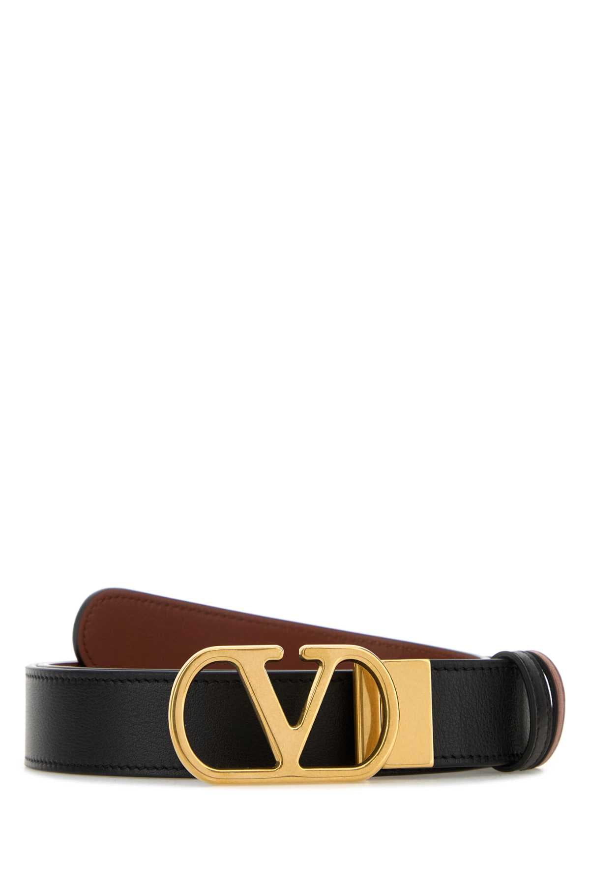 Valentino Garavani Reversibile Belt — Black Calf Leather - Bos Taurus