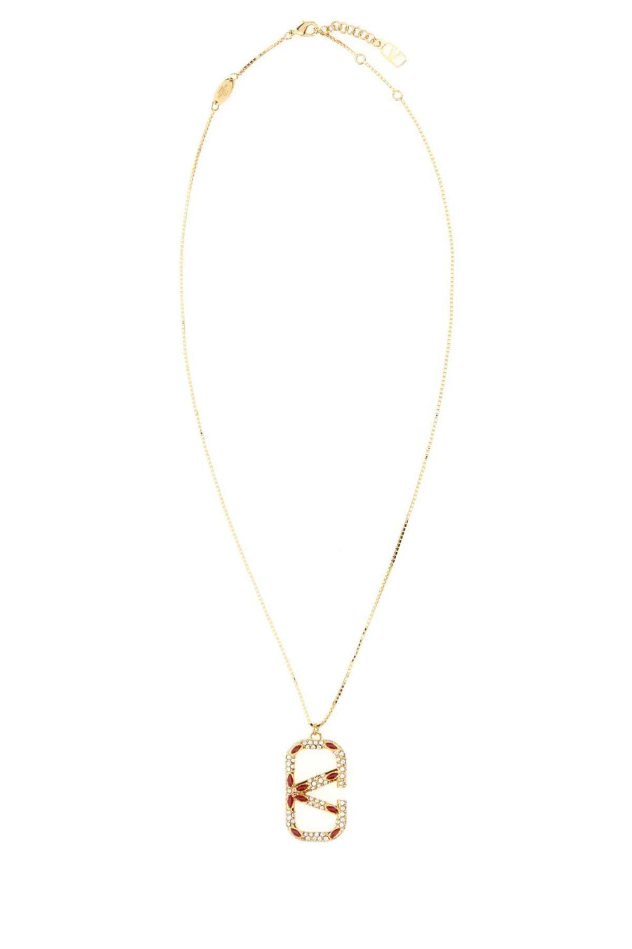 Valentino Garavani Metal Vlogo Pendant Necklace — Gold Necklaces