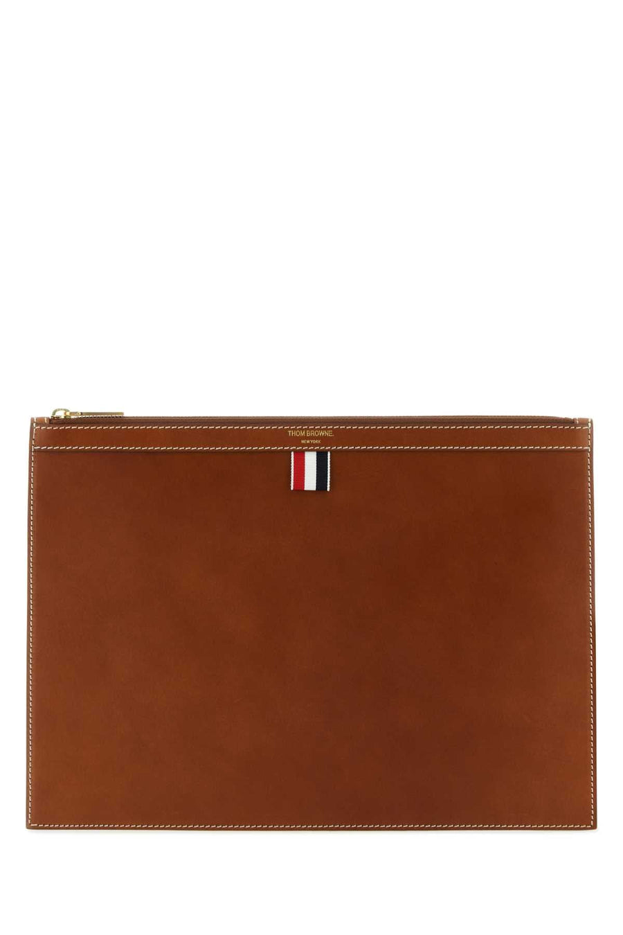 Thom Browne Leather Document Case Wallet — Brown