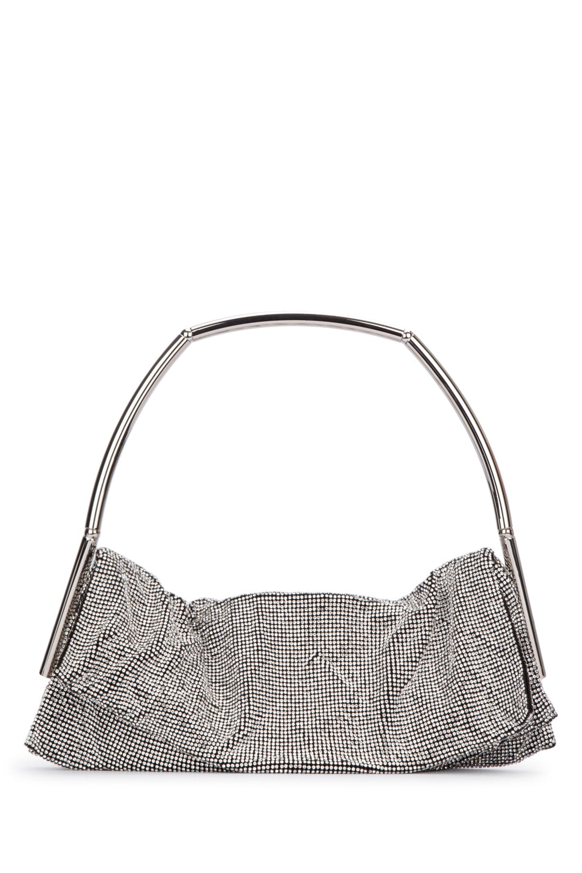 Benedetta Bruzziches Bag Clutch — Silver Beaded Mesh With Metal Frame