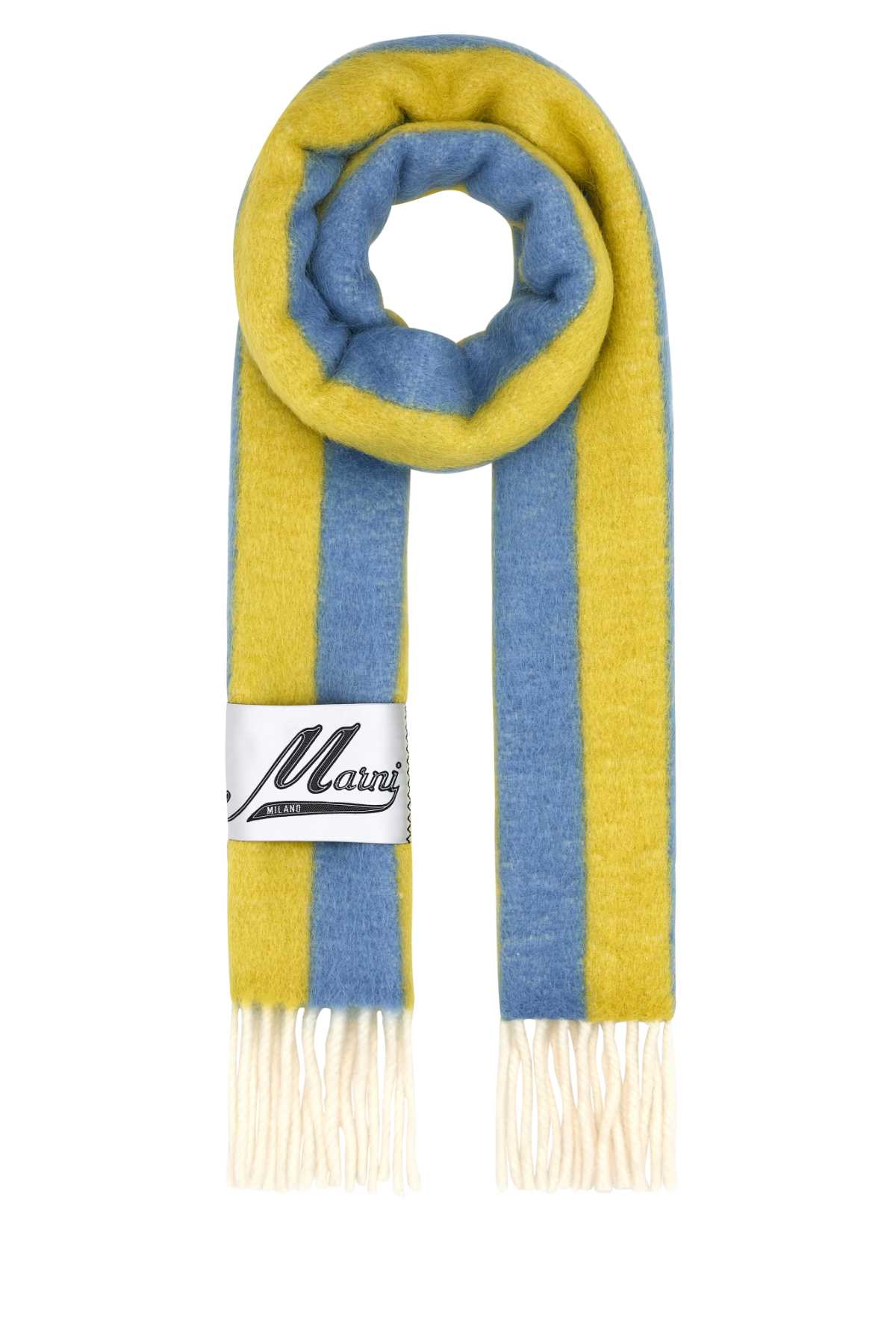 Marni Striped Wool Blend Scarf — Yellow Scarfs