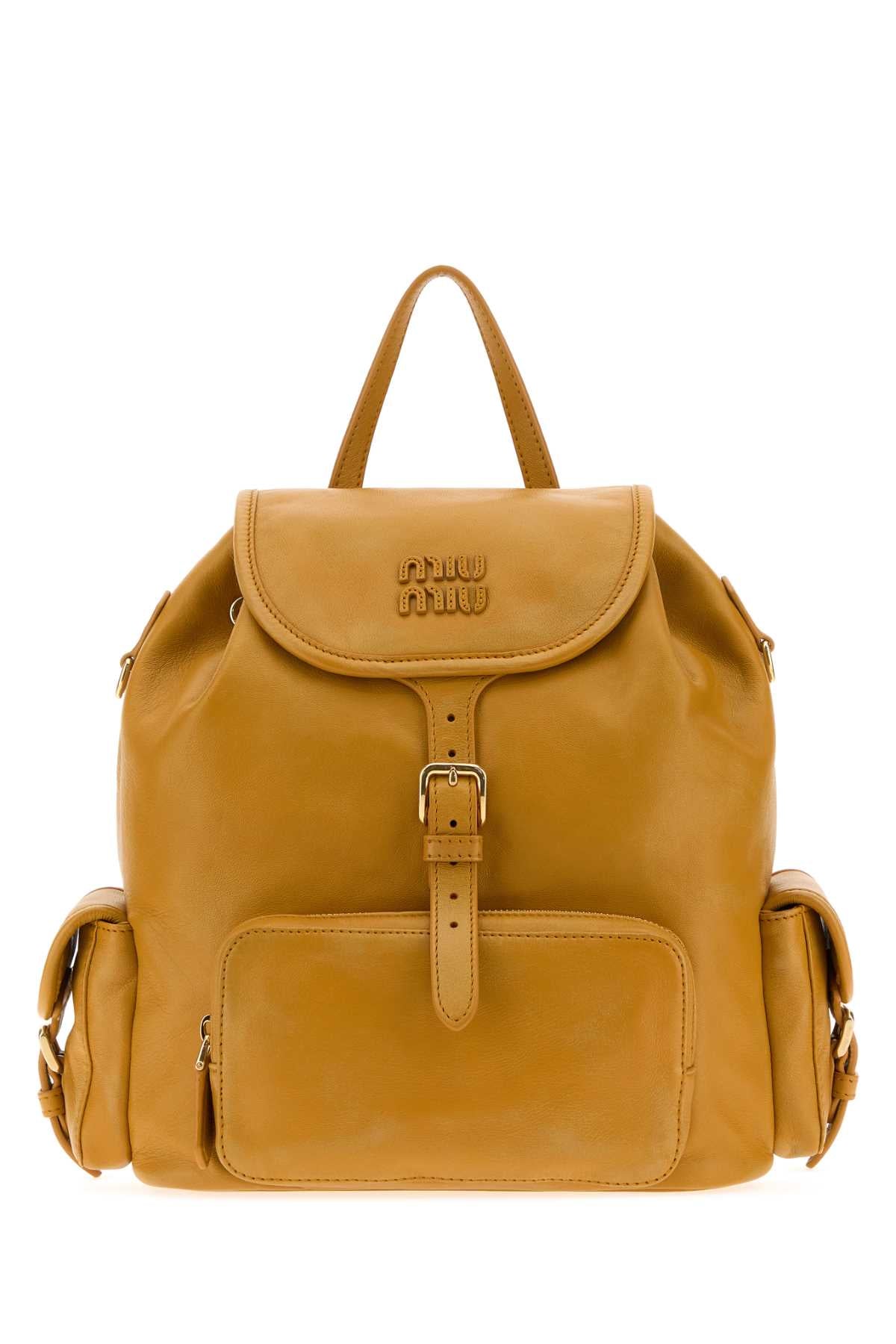 Miu Miu Nappa Leather Backpack — Yellow