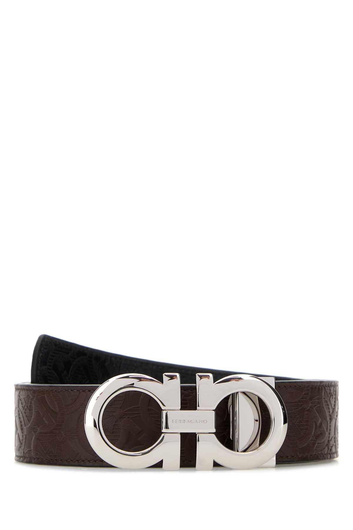 Ferragamo Double Gancini Belt — Brown