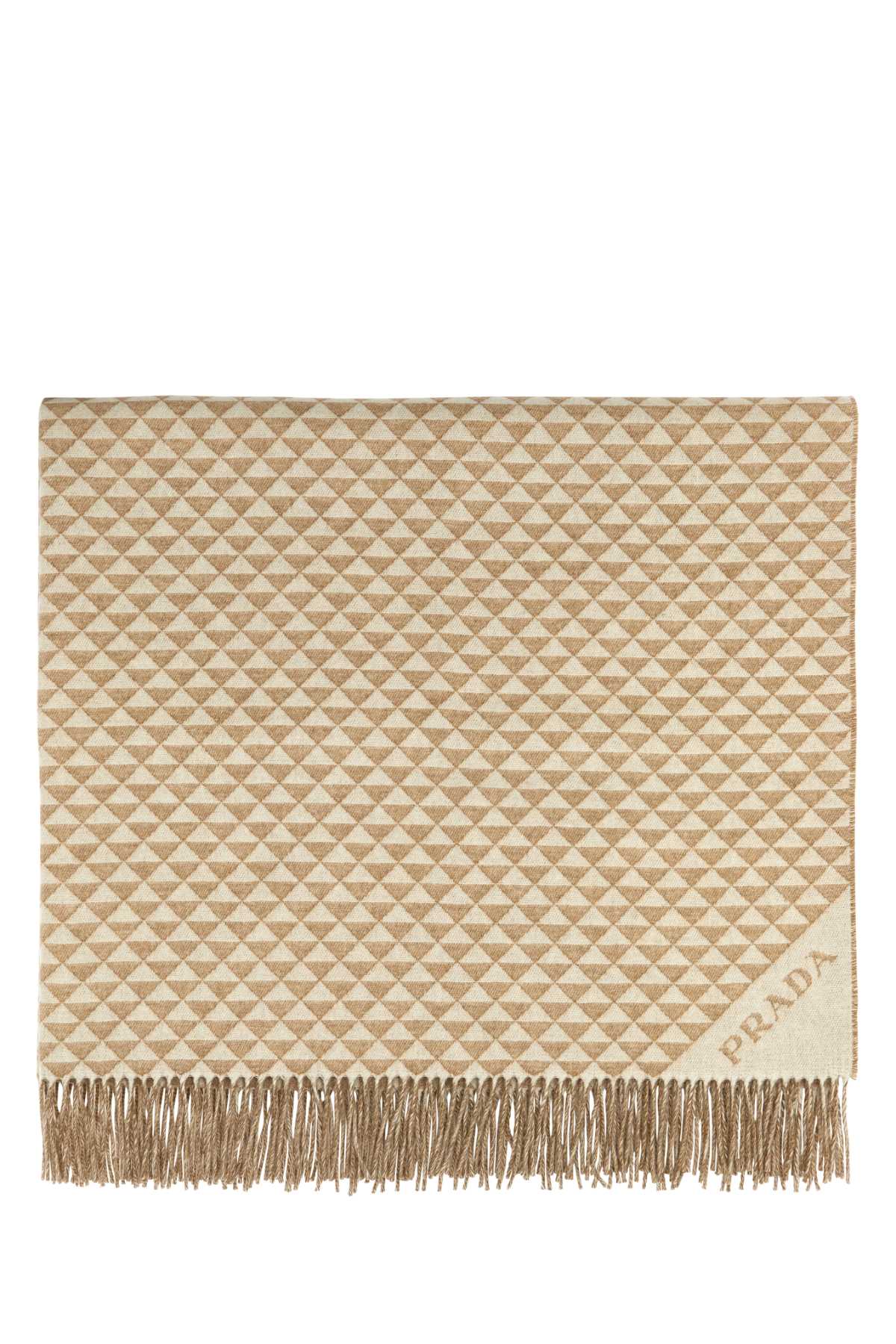 Prada Wool Blend Symbole Jacquard Shawl — Beige Wows Shawls