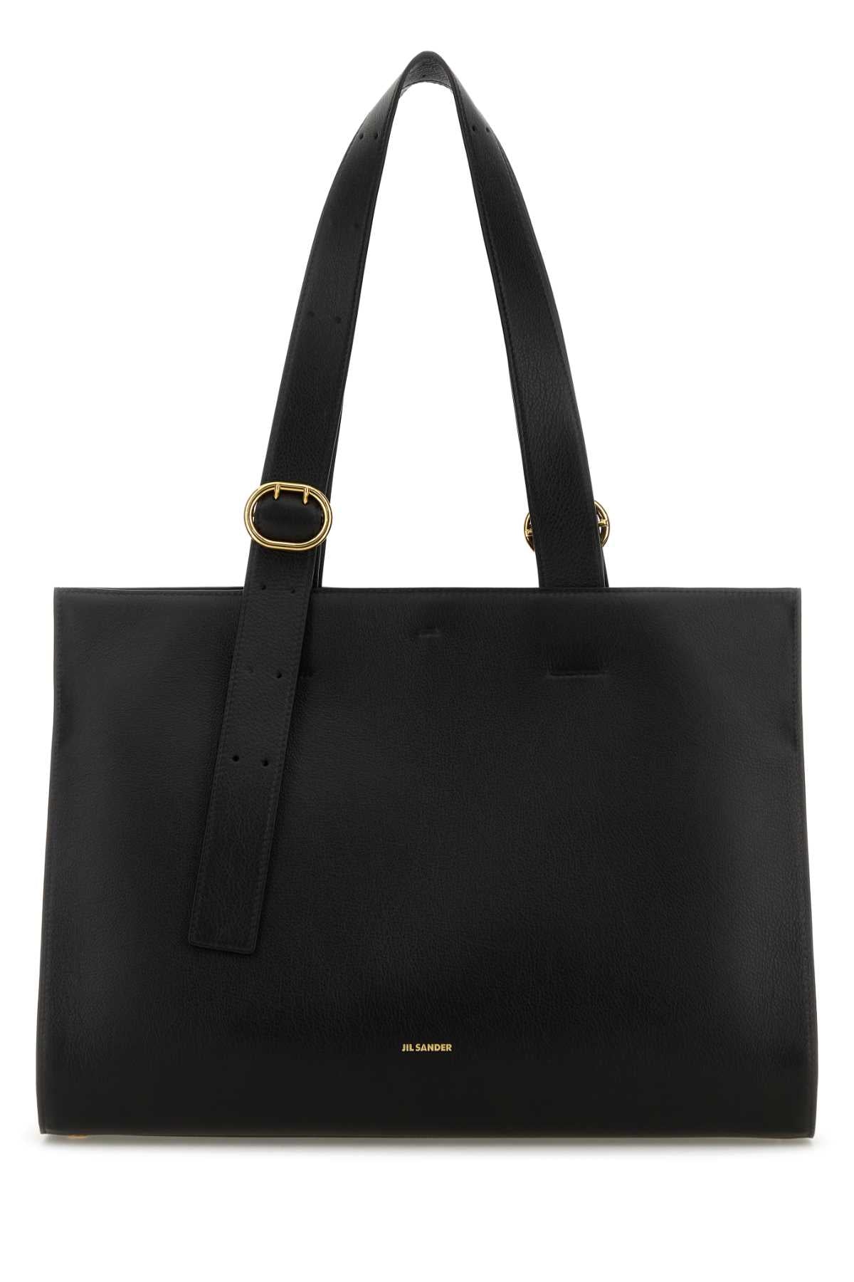 Jil Sander Cannolo Shopping Shoulder Bag — Black