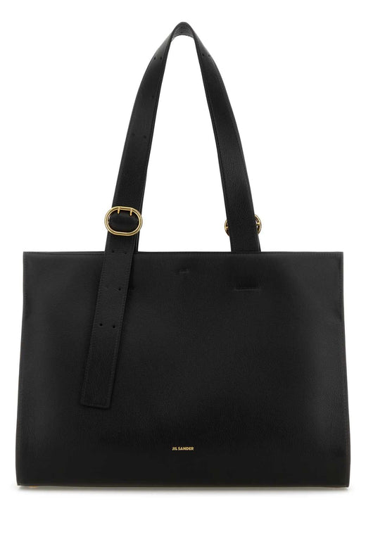 Jil Sander Cannolo Shopping Shoulder Bag — Black