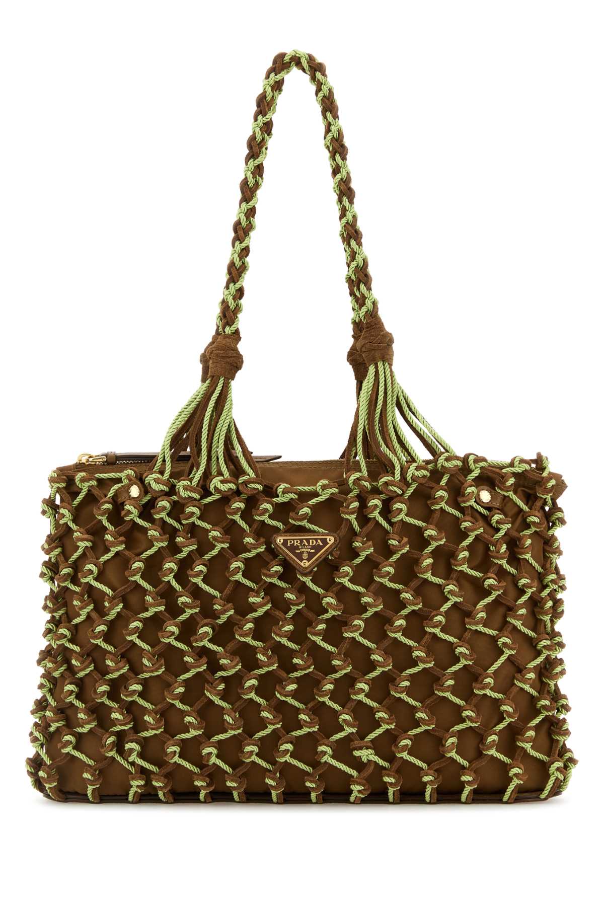 Prada Shoulder Bag — Brown Recycledpolyamide-calfleather