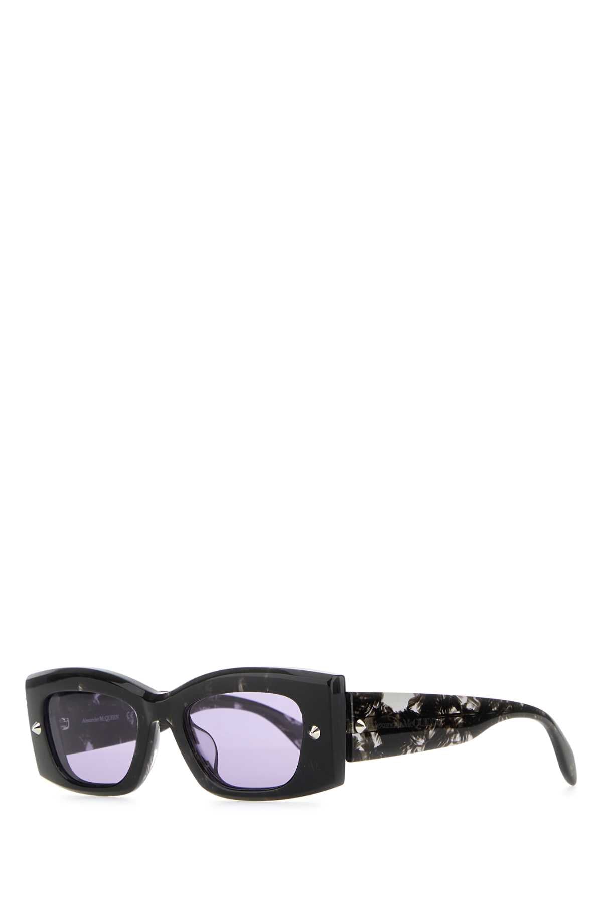 Alexander Mcqueen Multicolor Acetate Sunglasses — Black Exterior