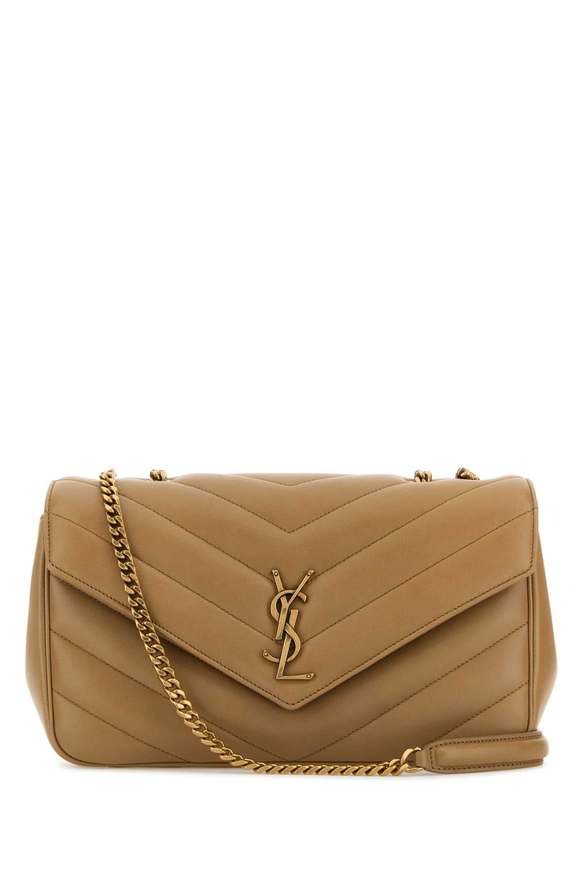 Saint Laurent Loulou Shoulder Bag — Beige