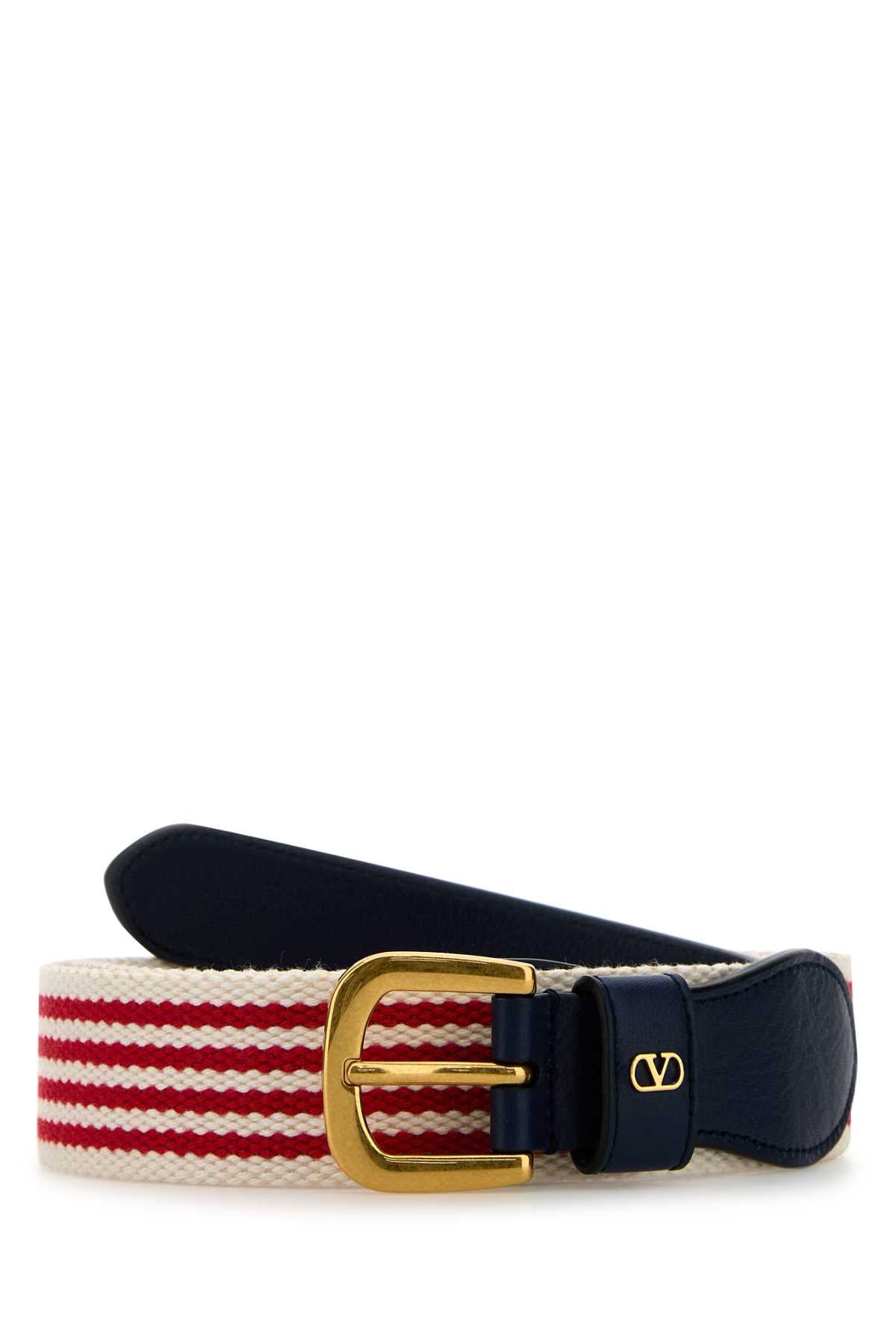 Valentino Garavani Striped Fabric Belt — Multicolor