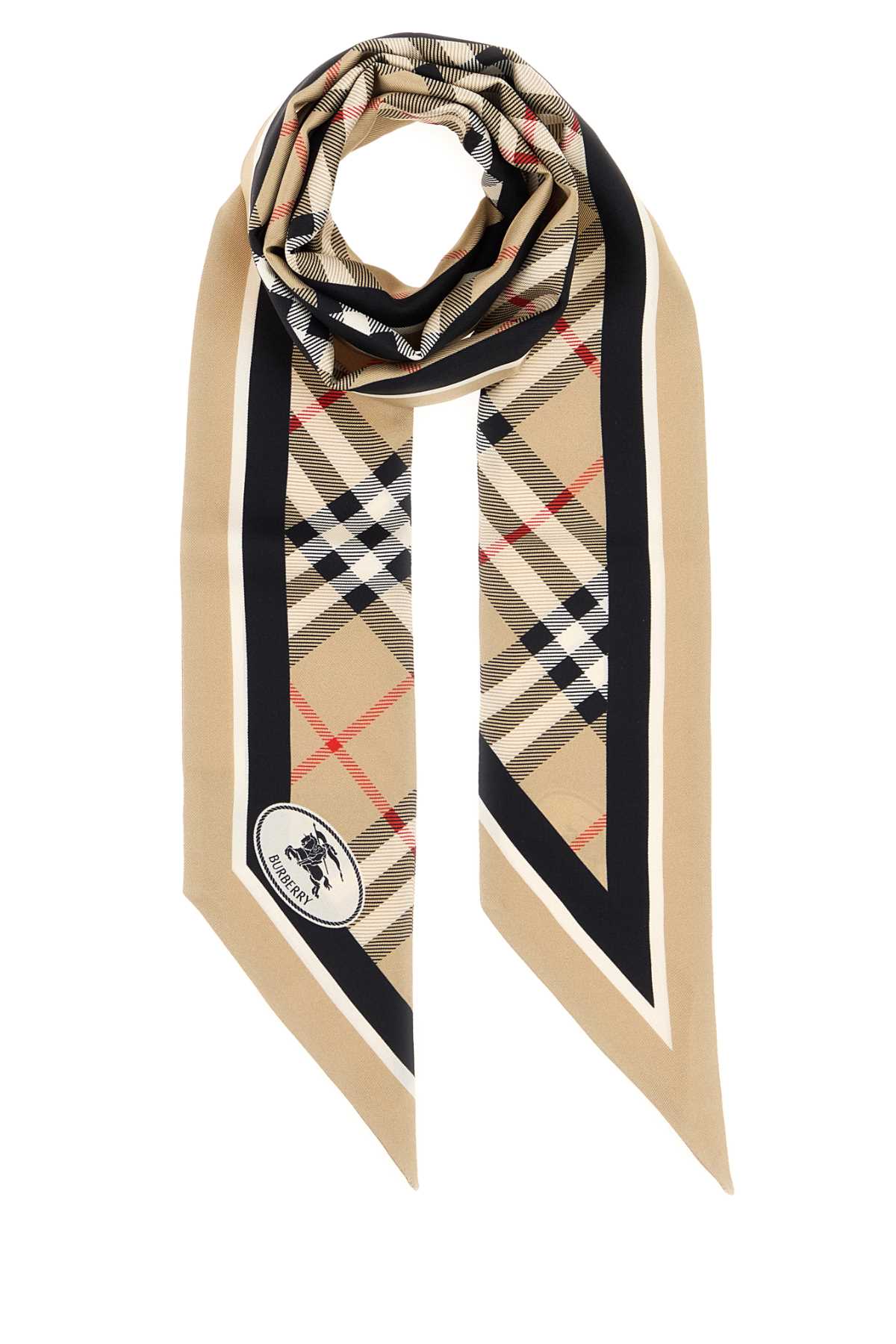 Burberry Border Scarf — Beige Exterior: Silk Scarfs
