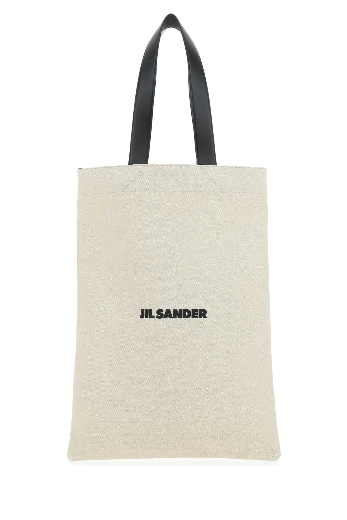 Jil Sander Canvas Tote Bag — Beige Exterior: Cotton Linen Calf