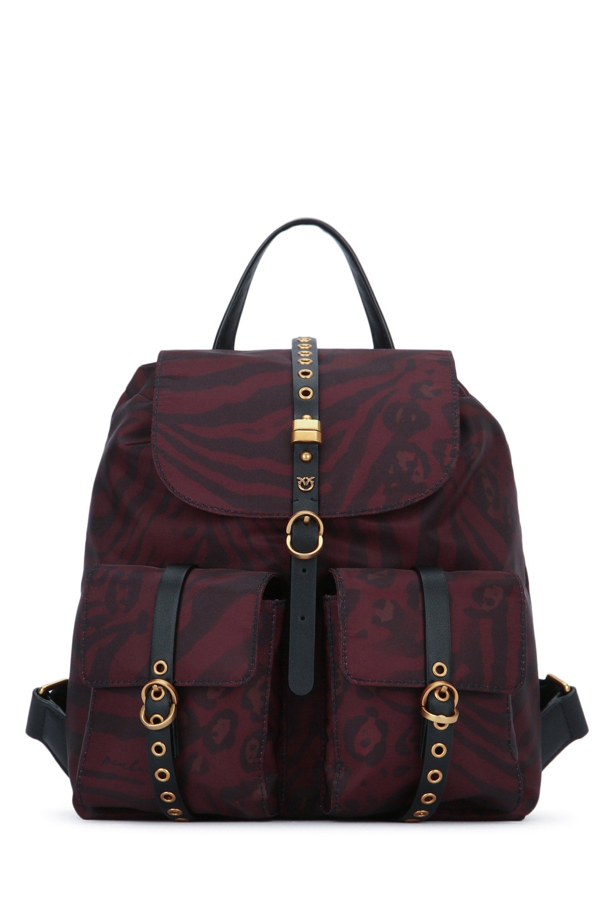 Pinko Classic Backpack — Burgundy Nylon